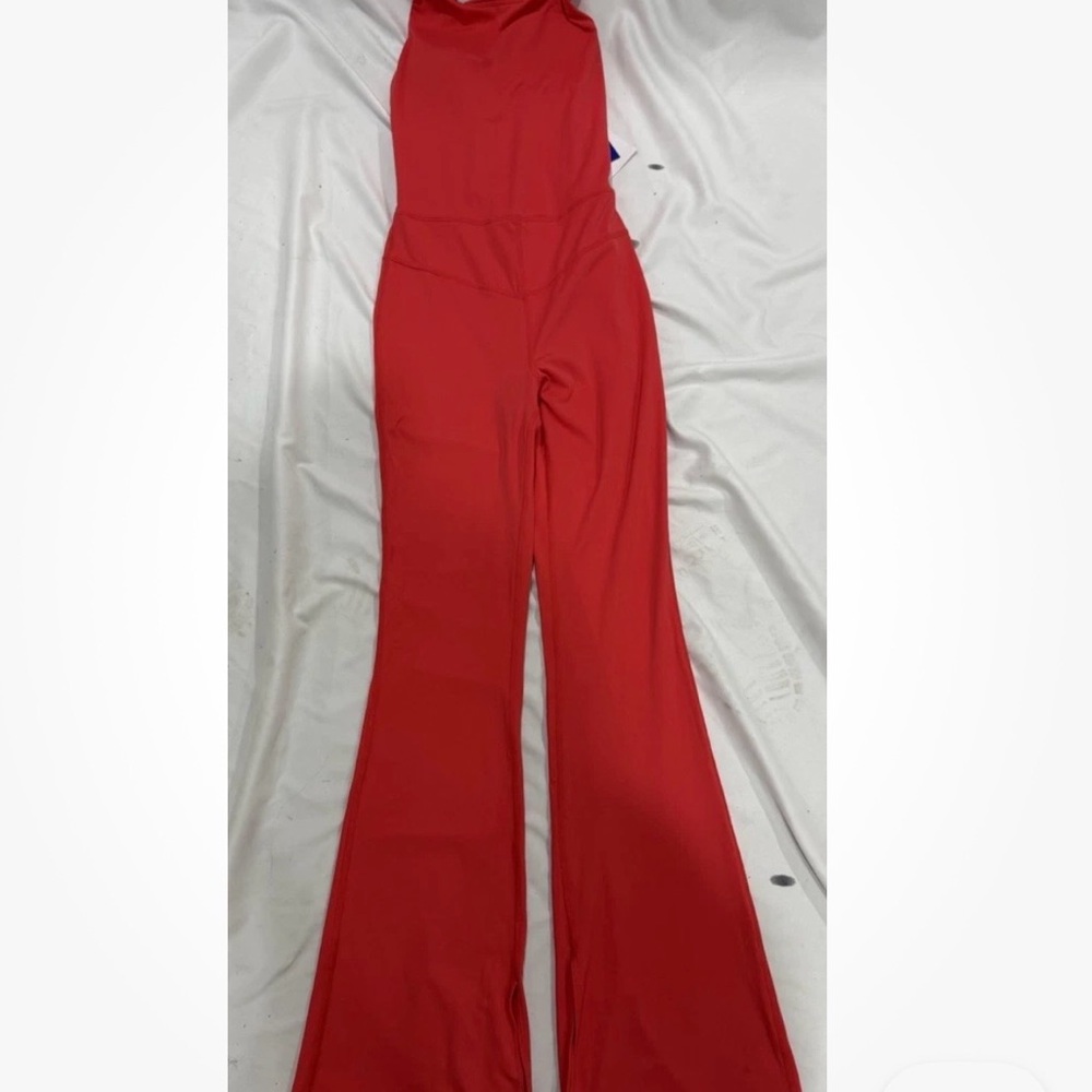 JoyLab Red Flared Strap Jumpsuit - Picture 2 of 7